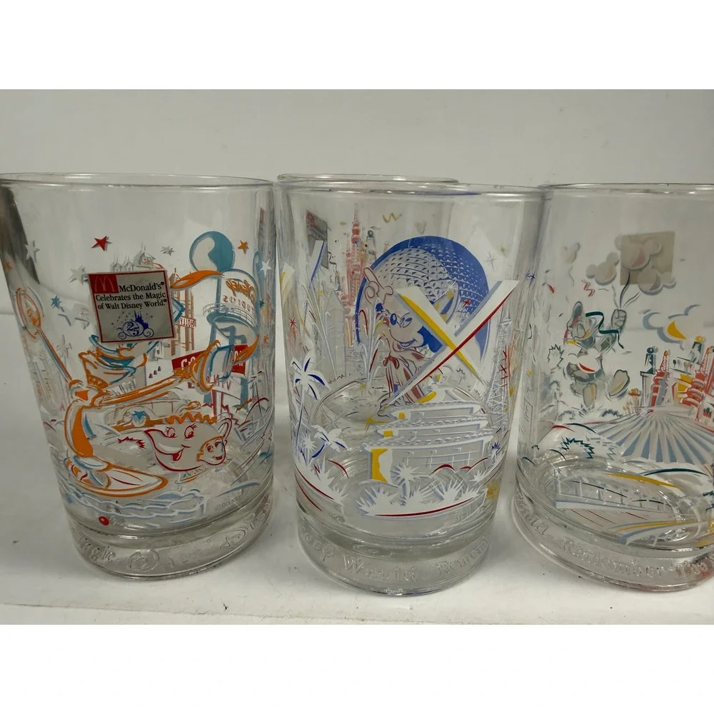 Vintage McDonalds Disney World 25th Anniversary Glass Tumblers Set of 4 1996